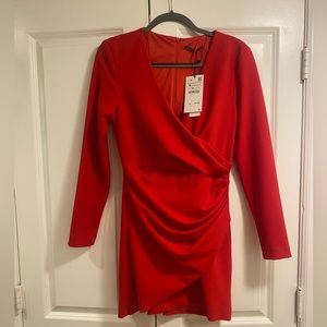NWT! Zara red long sleeve dress - Size M